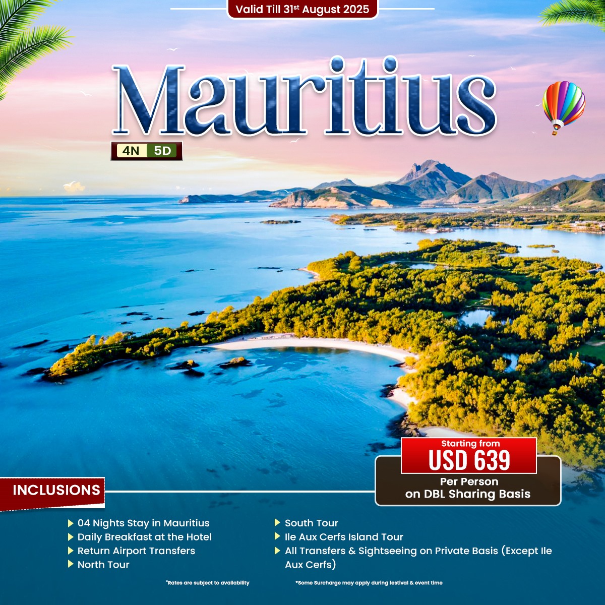 Mauritius 4N 5D starting from USD 639