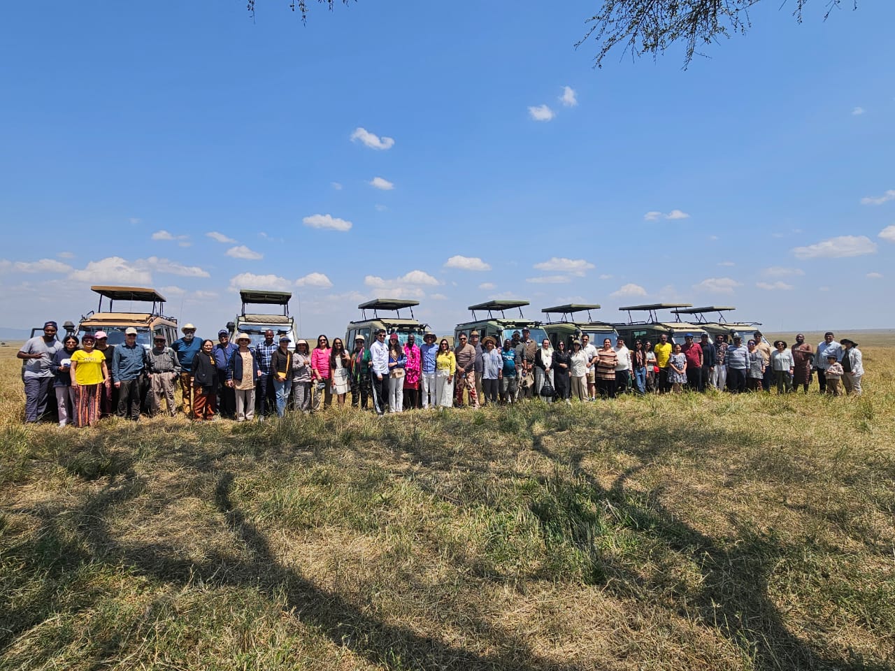 Safari group adventure in African savanna